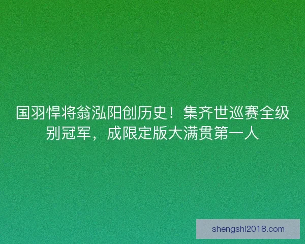国羽悍将翁泓阳创历史！集齐世巡赛全级别冠军，成限定版大满贯第一人