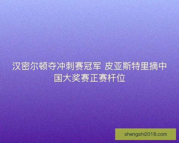 汉密尔顿夺冲刺赛冠军 皮亚斯特里摘中国大奖赛正赛杆位 汉密尔顿夺冲刺赛冠军 皮亚斯特里摘中国大奖赛正赛杆位
